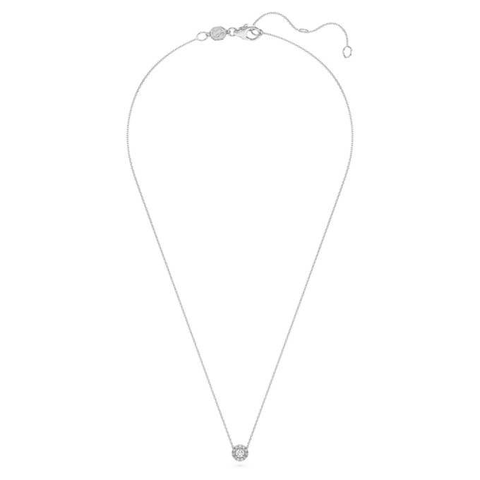 Ciondolo solitario Eternity Halo con diamanti sintetici 0,23 ct totali, forma rotonda, argento sterling Ciondolo solitario Eternity Halo con diamanti sintetici 0,23 ct totali, forma rotonda, argento sterling