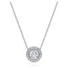 Ciondolo solitario Eternity Halo con diamanti sintetici 0,59 carati in totale, forma rotonda, oro bianco 14K Ciondolo solitario Eternity Halo con diamanti sintetici 0,59 carati in totale, forma rotonda, oro bianco 14K