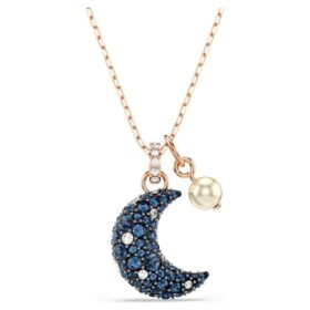 Ciondolo Sublima con perla di cristallo, luna, multicolore, placcato in oro rosa