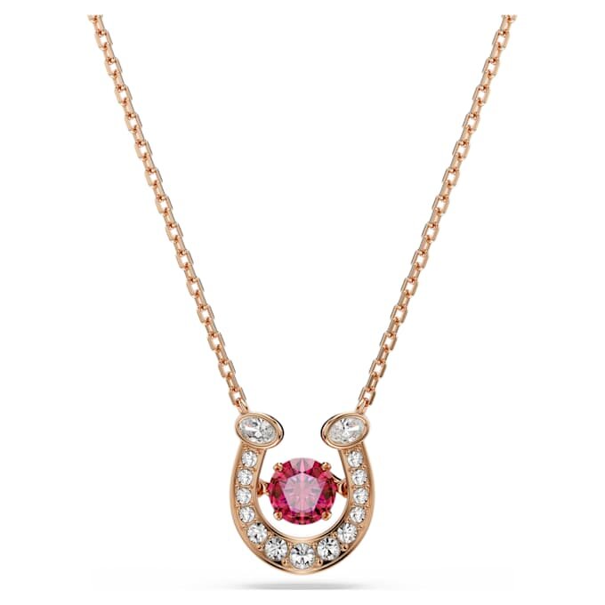 Ciondolo Symbolica a taglio rotondo, pavé, a ferro di cavallo, rosso, placcato oro rosa Ciondolo Symbolica a taglio rotondo, pavé, a ferro di cavallo, rosso, placcato oro rosa