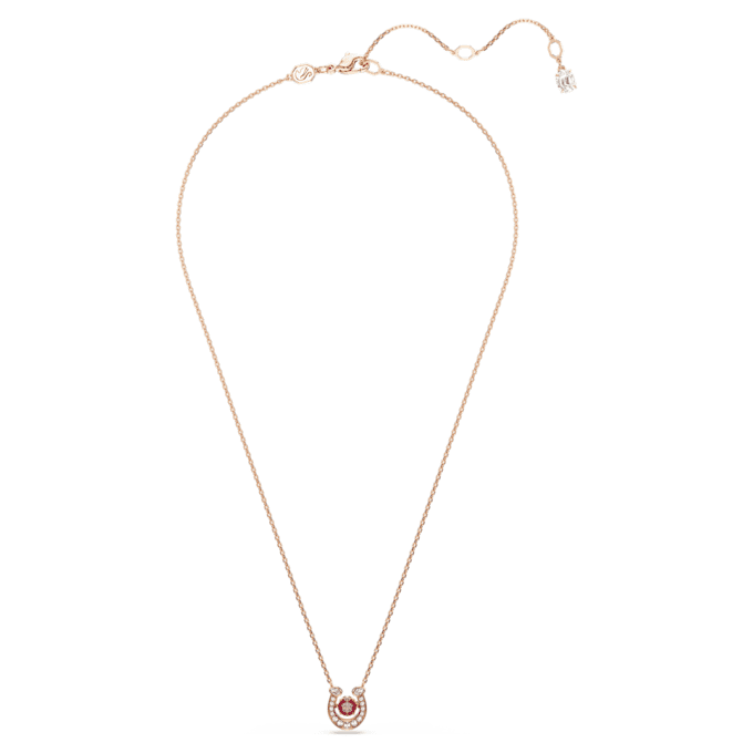 Ciondolo Symbolica a taglio rotondo, pavé, a ferro di cavallo, rosso, placcato oro rosa Ciondolo Symbolica a taglio rotondo, pavé, a ferro di cavallo, rosso, placcato oro rosa