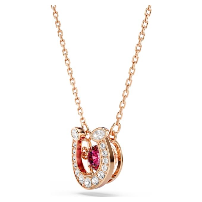 Ciondolo Symbolica a taglio rotondo, pavé, a ferro di cavallo, rosso, placcato oro rosa Ciondolo Symbolica a taglio rotondo, pavé, a ferro di cavallo, rosso, placcato oro rosa