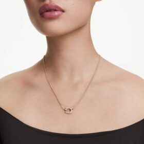 Ciondolo Symbolica con pavé, ferro di cavallo, bianco, placcato in oro rosa