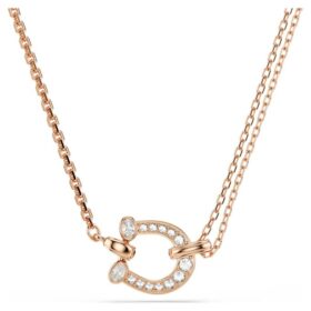 Ciondolo Symbolica con pavé, ferro di cavallo, bianco, placcato in oro rosa