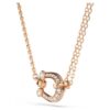 Ciondolo Symbolica con pavé, ferro di cavallo, bianco, placcato in oro rosa