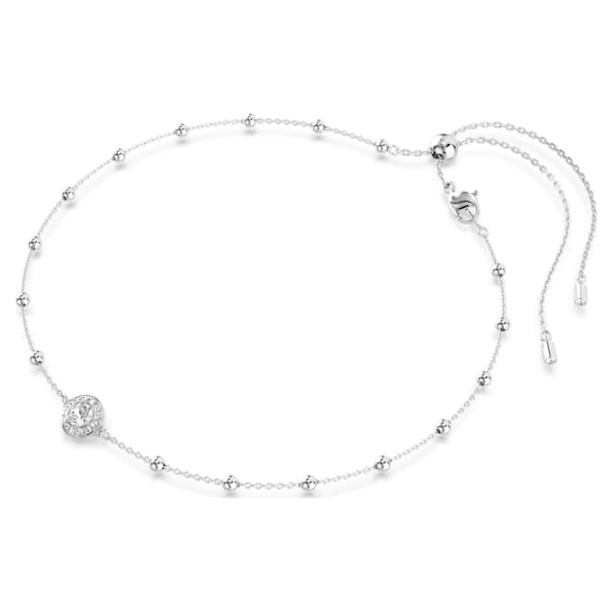 Ciondolo Una Angelic con taglio rotondo, motivi su entrambi i lati, bianco, placcato in rodio Ciondolo Una Angelic con taglio rotondo, motivi su entrambi i lati, bianco, placcato in rodio