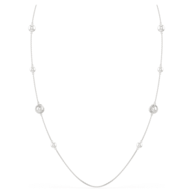 Collana a serpente con perle di cristallo, tagli misti, Anno del Serpente, bianco, placcata in rodio