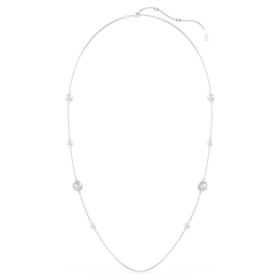 Collana a serpente con perle di cristallo, tagli misti, Anno del Serpente, bianco, placcata in rodio