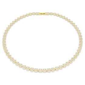 Collana Angelic, taglio rotondo, piccola, bianca, placcata in oro
