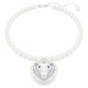 Collana Ariana Grande X Swarovski con perla di cristallo, taglio a cuore, cuore, bianco, placcata in rodio