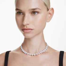 Collana Ariana Grande X Swarovski con tagli misti, cuore, bianco, placcata in rodio
