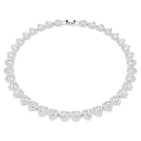 Collana Ariana Grande X Swarovski con tagli misti, cuore, bianco, placcata in rodio