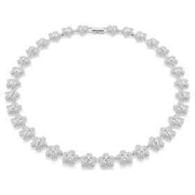 Collana Ariana Grande X Swarovski, taglio rotondo, fiore, bianco, placcata in rodio