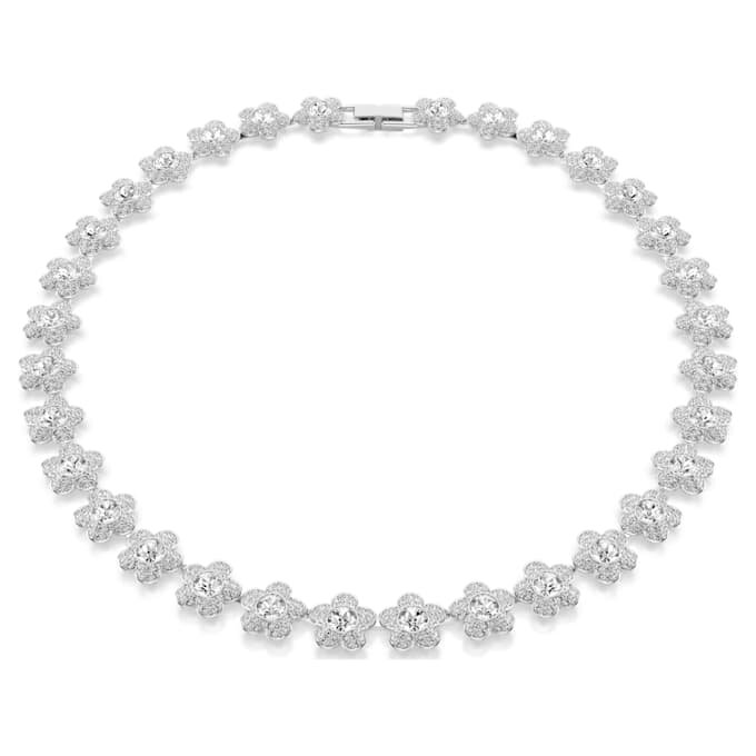 Collana Ariana Grande X Swarovski, taglio rotondo, fiore, bianco, placcata in rodio Collana Ariana Grande X Swarovski, taglio rotondo, fiore, bianco, placcata in rodio