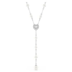 Collana Ariana Grande X Swarovski Y con tagli misti, perla di cristallo, cuore, bianco, placcata in rodio