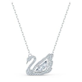 Collana Cigno “Dancing Swan”, bianca, placcata in rodio
