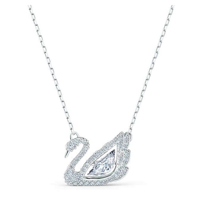 Collana Cigno “Dancing Swan”, bianca, placcata in rodio Collana Cigno “Dancing Swan”, bianca, placcata in rodio