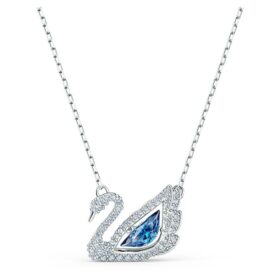 Collana Cigno “Dancing Swan”, blu, placcata in rodio