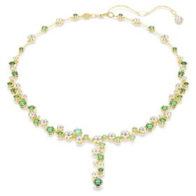 Collana Constella a Y con tagli misti, verde, placcata in oro