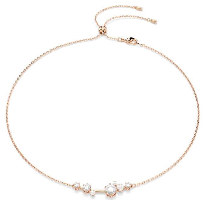 Collana Constella con perle di cristallo, taglio rotondo, bianco, placcata in oro rosa Collana Constella con perle di cristallo, taglio rotondo, bianco, placcata in oro rosa