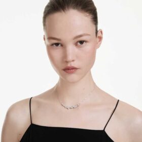 Collana Constella con tagli misti, bianca, placcata in rodio