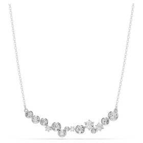 Collana Constella con tagli misti, bianca, placcata in rodio