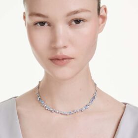 Collana Constella con tagli misti, blu, placcata in rodio
