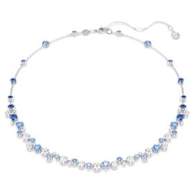 Collana Constella con tagli misti, blu, placcata in rodio