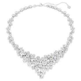 Collana Constella con tagli misti, chiusura, bianca, placcata in rodio