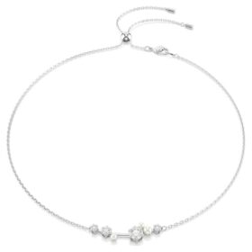 Collana Constella Crystal Pearl, tagli rotondi, bianca, placcata in rodio