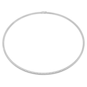 Collana Eternity Tennis con diamanti sintetici da 7 Ct Tw, forma rotonda, oro bianco 14K