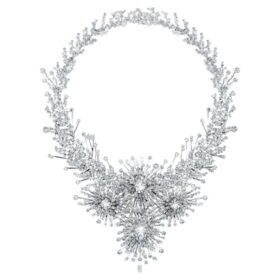 Collana Galaxy con diamanti sintetici 156,62 Ct Tw, forme miste, oro bianco 18 carati