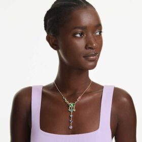 Collana Gema a Y con tagli misti, multicolore, placcata in oro