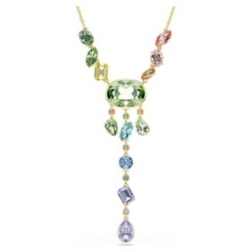 Collana Gema a Y con tagli misti, multicolore, placcata in oro