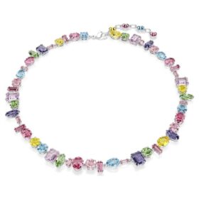 Collana Gema con tagli misti, multicolore, placcata in rodio