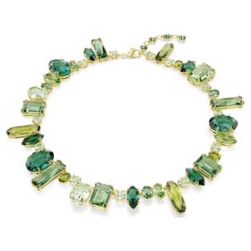 Collana Gema con tagli misti, verde, placcata in oro