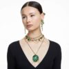 Collana Gema con tagli misti, verde, placcata in oro
