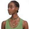 Collana Gema con tagli misti, verde, placcata in oro