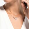 Collana Hyperbola con simbolo dell’Infinity e cuore, bianca, finitura in metalli misti