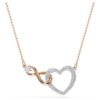 Collana Hyperbola con simbolo dell’Infinity e cuore, bianca, finitura in metalli misti