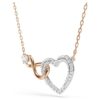 Collana Hyperbola con simbolo dell’Infinity e cuore, bianca, finitura in metalli misti