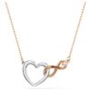 Collana Hyperbola con simbolo dell’Infinity e cuore, bianca, finitura in metalli misti