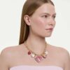 Collana Idyllia con ciondoli di diverse forme, cuore, chiave, multicolore, placcata in oro