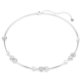 Collana Idyllia con cuore e freccia, bianca, placcata in rodio