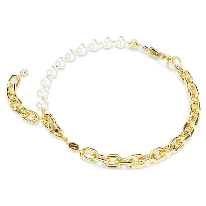 Collana Idyllia con perla di cristallo, bianca, placcata in oro Collana Idyllia con perla di cristallo, bianca, placcata in oro