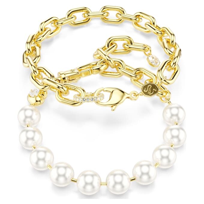 Collana Idyllia con perla di cristallo, bianca, placcata in oro Collana Idyllia con perla di cristallo, bianca, placcata in oro