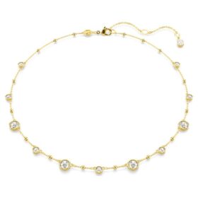 Collana Imber con taglio rotondo, design a gocce sparse, bianca, placcata in oro