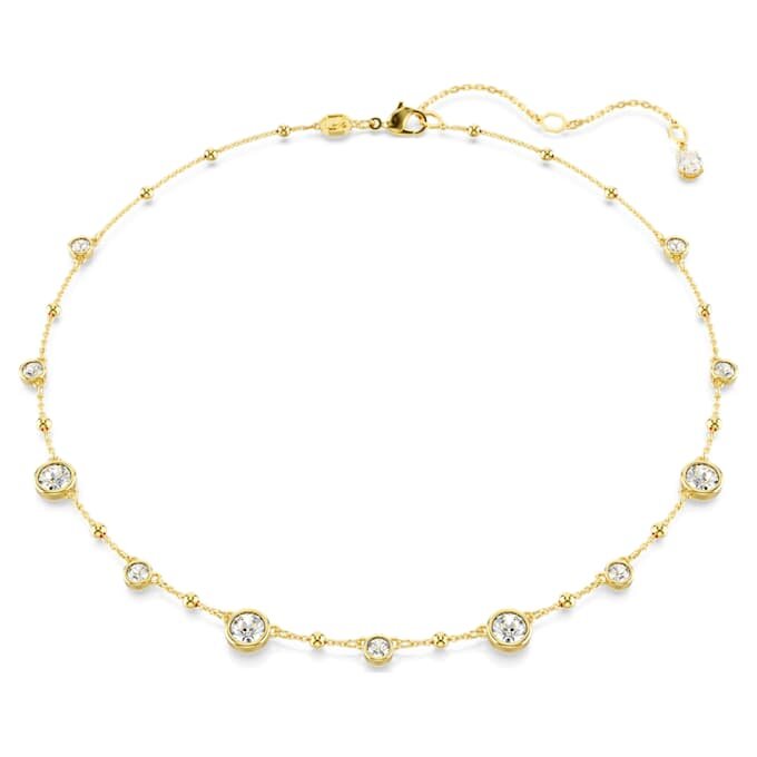 Collana Imber con taglio rotondo, design a gocce sparse, bianca, placcata in oro Collana Imber con taglio rotondo, design a gocce sparse, bianca, placcata in oro