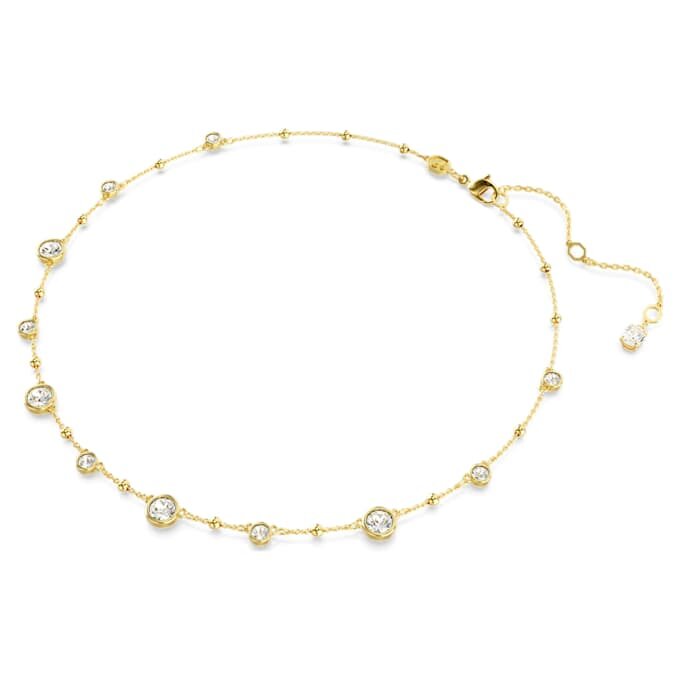 Collana Imber con taglio rotondo, design a gocce sparse, bianca, placcata in oro Collana Imber con taglio rotondo, design a gocce sparse, bianca, placcata in oro