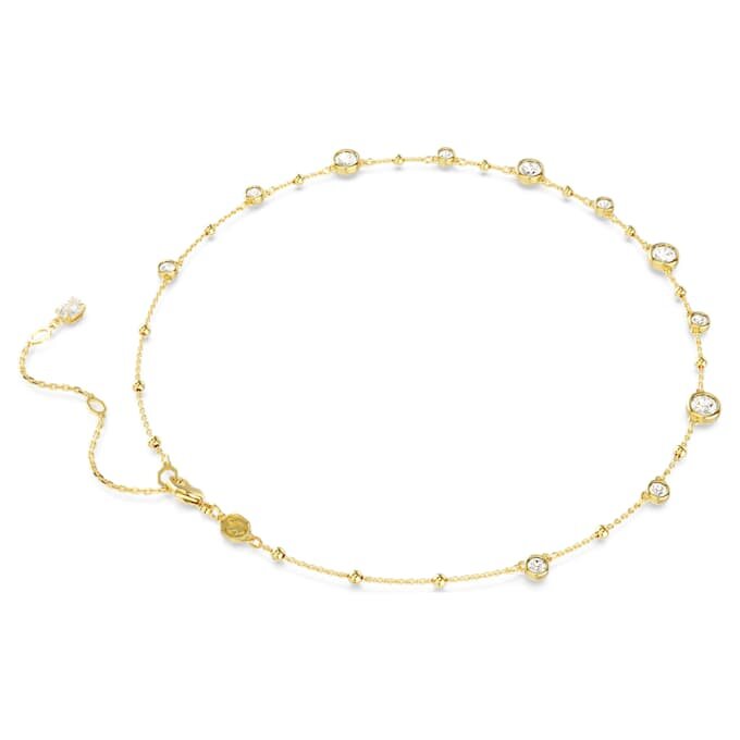 Collana Imber con taglio rotondo, design a gocce sparse, bianca, placcata in oro Collana Imber con taglio rotondo, design a gocce sparse, bianca, placcata in oro